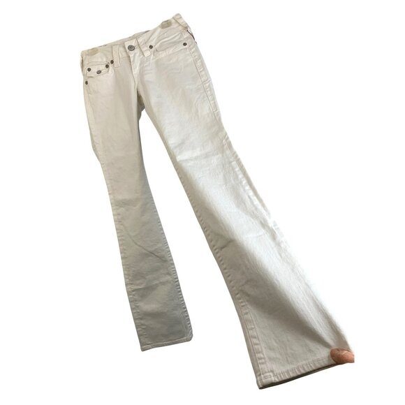 New True Religion Womens White Billy Jeans Size 27 x 34 LR Stretch USA 8196